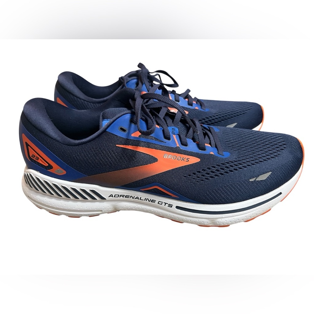 Brooks Adrenaline GTS 23 Men’s 12 D Running Shoes Peacoat Orange Blue 110391